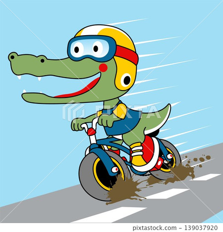 Vector cartoon of crocodile riding bicycle 139037920