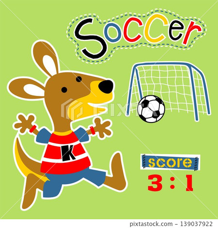 vector cartoon of funny kangaroo playing soccer 139037922