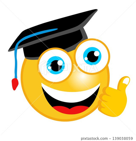 vector cartoon of scholar emoticon with thumbs up vector cartoon of scholar emoticon with thumbs up 139038059