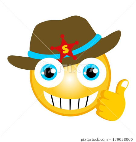 vector cartoon of cowboy emoji with thumbs up vector cartoon of cowboy emoji with thumbs up 139038060