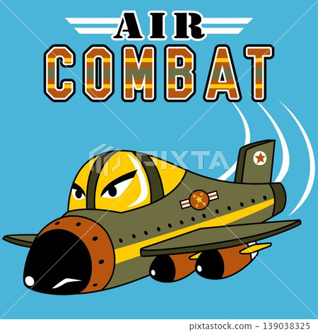 vector cartoon illustration of fighter jet vector cartoon illustration of fighter jet 139038325
