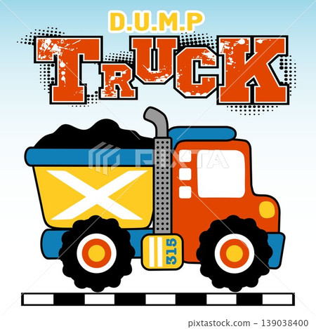 Dump truck, vector cartoon illustration 139038400