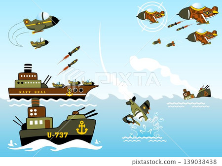 The sea war, vector cartoon illustration The sea war, vector cartoon illustration 139038438