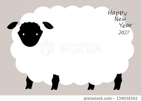 2027(羊年)新年卡片模板 2027(羊年)新年卡片模板 139038562