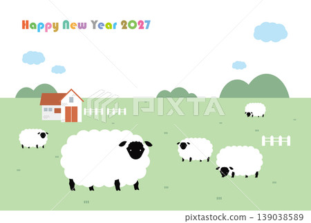 New Year's greeting card template for 2027 (Year of the Sheep) New Year's greeting card template for 2027 (Year of the Sheep) 139038589