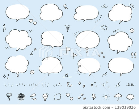 A vector illustration set of simple hand-drawn speech bubbles. Speech bubbles, frames, stylish, doodles 139039026