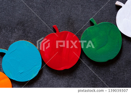 Colorful apples against a black background 139039307