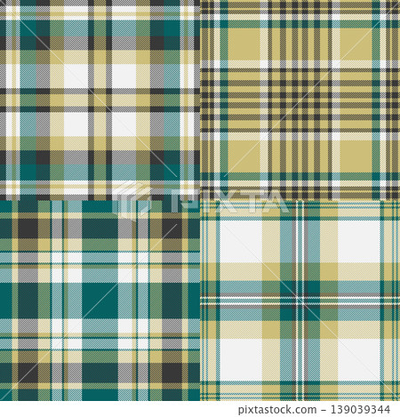 Plaid bundle for outdoor gatherings, garden parties, and nature escapes. Coordinated tartan repeats enhance textiles, digital papers, and stationery. 139039344