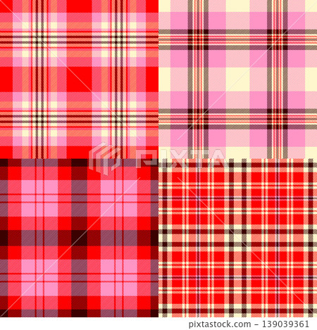 Plaid bundle featuring England and outdoor style tartans. Vector designs perfect for fashion, blankets, scarves, stationery, and digital use. 139039361