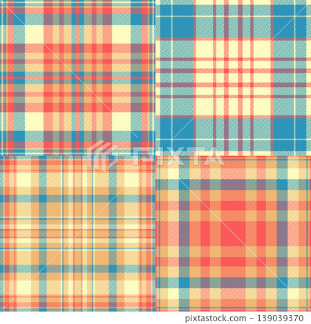 Seamless vintage plaid pattern pack in vector format. Classic tartan background for textile design, fabric printing, retro fashion, stationery, packaging, and digital paper projects. 139039370