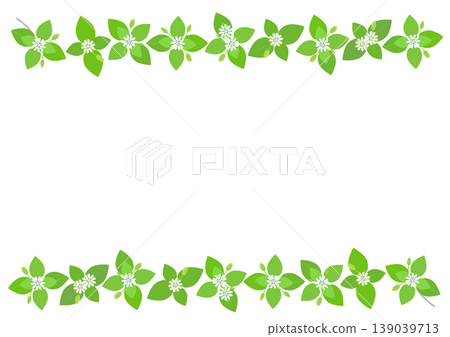 A decorative border frame featuring an illustration of delicate chickweed flowers. A decorative border frame featuring an illustration of delicate chickweed flowers. 139039713