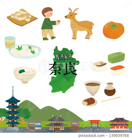 Local Gourmet Food: Nara Watercolor Illustration Set Local Gourmet Food: Nara Watercolor Illustration Set 139039768