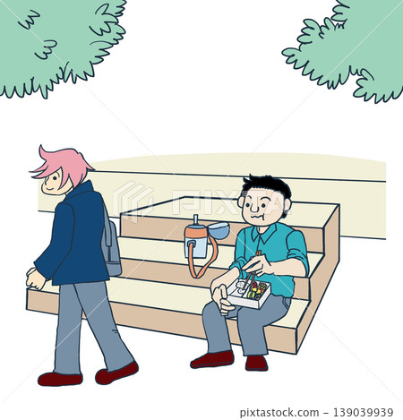Illustration material of a scene of youthful students freely spending time at school. Illustration material of a scene of youthful students freely spending time at school. 139039939