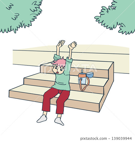 A man in his teens or twenties, jogging in the park, takes a break and rehydrates from his water bottle to avoid heatstroke. A man in his teens or twenties, jogging in the park, takes a break and rehydrates from his water bottle to avoid heatstroke. 139039944