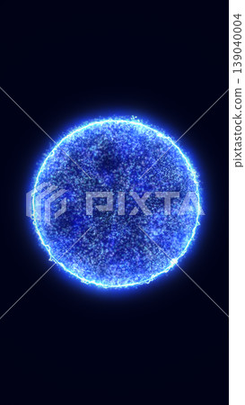 Bright blue particle sphere with an electric glowing outline on dark background, resembling a futuristic energy core or digital planet Bright blue particle sphere with an electric glowing outline on dark background, resembling a futuristic energy core or digital planet 139040004
