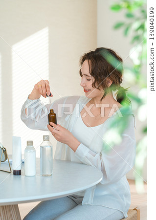 Beauty, skincare, a woman with a beautiful skin image (serum, dropper) Beauty, skincare, a woman with a beautiful skin image (serum, dropper) 139040199