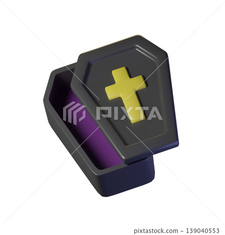 Black coffin with cross symbol. 3d render. high resolution Black coffin with cross symbol. 3d render. high resolution 139040553