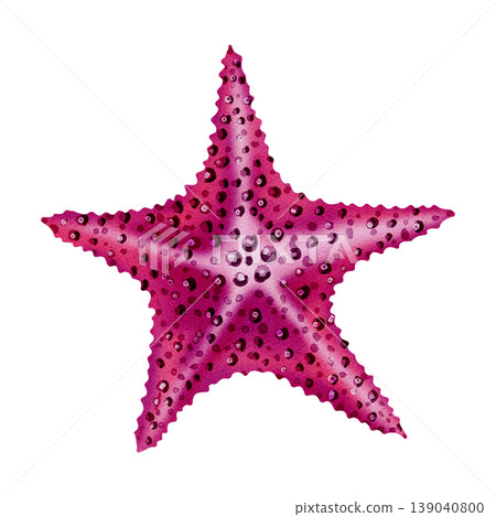 Watercolor illustration of starfish. Vibrant sea star. Bright illustrations, suitable for sea travel, cheerful summer designs, textiles, summer and children's clothing. Print for kids Watercolor illustration of starfish. Vibrant sea star. Bright illustrations, suitable for sea travel, cheerful summer designs, textiles, summer and children's clothing. Print for kids 139040800