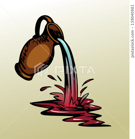 Vector drawing. Water is pouring from a jug Vector drawing. Water is pouring from a jug 139040981