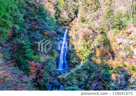 [Japan's Top 100 Waterfalls] Late Autumn Scenery of Hara Fudo Falls, Part 4, Shiso City, Hyogo Prefecture 139041075