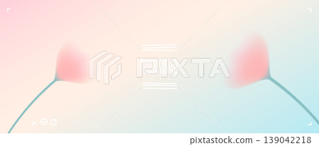 Dreamy gradient with flower blur and coral tulip on gentle background. Soft focus blooms in gradation on pastel botanical scene. Floral vector illustration with ethereal flower forms and wave 139042218