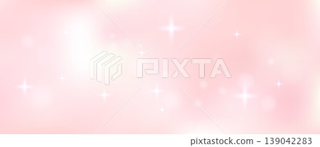 Pink background with gentle dream shine and glitter sky for presentation. Soft gradient in pastel bokeh with cloud sparkle. Feminine blush vector pink gradation background and coral glamour bg 139042283
