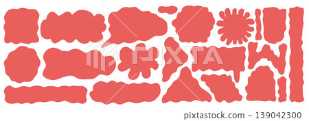 Wavy organic rectangular quote frames. Speech bubbles silhouette with wave edges. Abstract square, rectangle, oval shapes for quote text and labels. Vector design elements with irregular form borders Wavy organic rectangular quote frames. Speech bubbles silhouette with wave edges. Abstract square, rectangle, oval shapes for quote text and labels. Vector design elements with irregular form borders 139042300