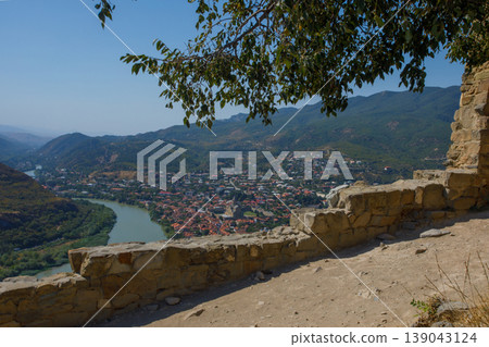 Georgia at sunny day, Mtskheta. Panoramic view Georgia at sunny day, Mtskheta. Panoramic view 139043124