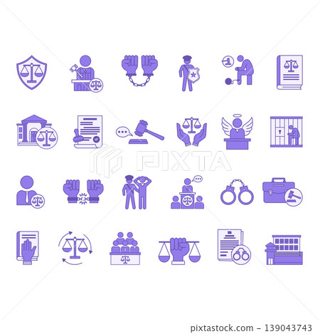 Colored Justice Icon Set. Colored Justice Icon Set. 139043743