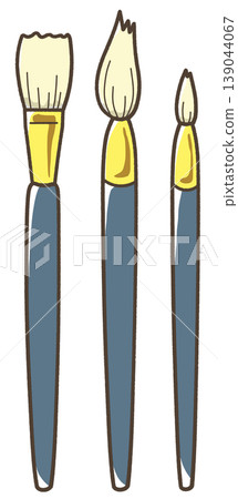 Three brushes lined up in a painting 139044067