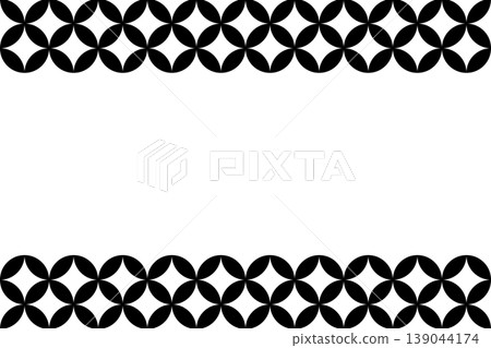 A Japanese-modern frame bordered at the top and bottom by a black cloisonné pattern. A Japanese-modern frame bordered at the top and bottom by a black cloisonné pattern. 139044174