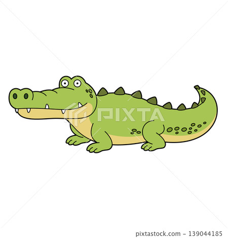 Cute cartoon vector illustration of an alligator or a crocodile isolated on white background Cute cartoon vector illustration of an alligator or a crocodile isolated on white background 139044185