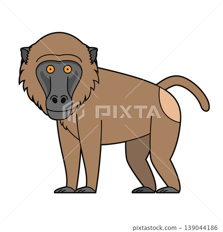 Cute cartoon vector illustration of a baboon isolated on white background Cute cartoon vector illustration of a baboon isolated on white background 139044186
