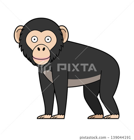 Cute cartoon vector illustration of a chimpanzee isolated on white background Cute cartoon vector illustration of a chimpanzee isolated on white background 139044191