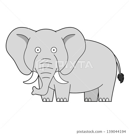 Cute cartoon vector illustration of an African elephant isolated on white background Cute cartoon vector illustration of an African elephant isolated on white background 139044194