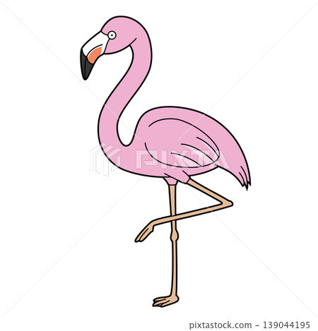 Cute cartoon vector illustration of a flamingo kangaroo isolated on white background Cute cartoon vector illustration of a flamingo kangaroo isolated on white background 139044195