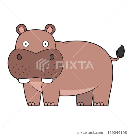 Cute cartoon vector illustration of a hippo isolated on white background 139044198