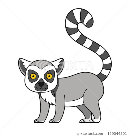 Cute cartoon vector illustration of a lemur isolated on white background 139044201