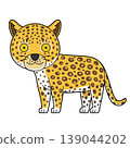 Cute cartoon vector illustration of a leopard isolated on white background 139044202