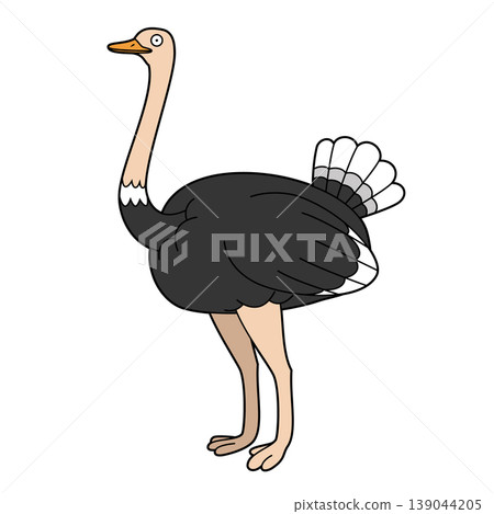 Cute cartoon vector illustration of an ostrich isolated on white background 139044205