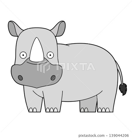 Cute cartoon vector illustration of a rhinoceros isolated on white background Cute cartoon vector illustration of a rhinoceros isolated on white background 139044206