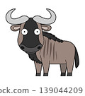 Cute cartoon vector illustration of a wildebeest isolated on white background 139044209