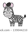 Cute cartoon vector illustration of a zebra isolated on white background 139044210