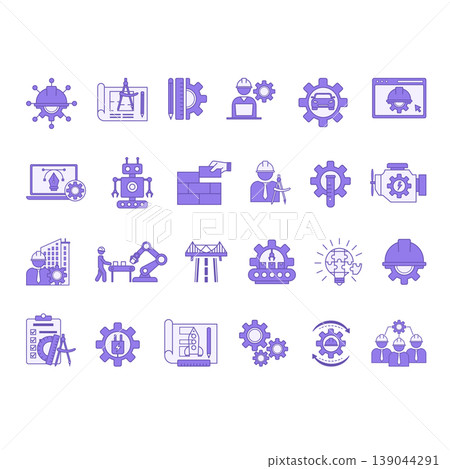 Colored Engineering Icon Set. Colored Engineering Icon Set. 139044291