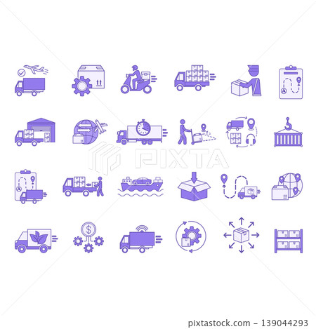 Colored Logistics Icon Set.  139044293