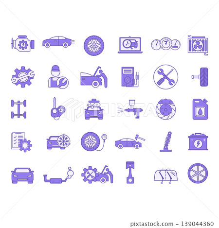 Colored Car Service Icons Set. Colored Car Service Icons Set. 139044360