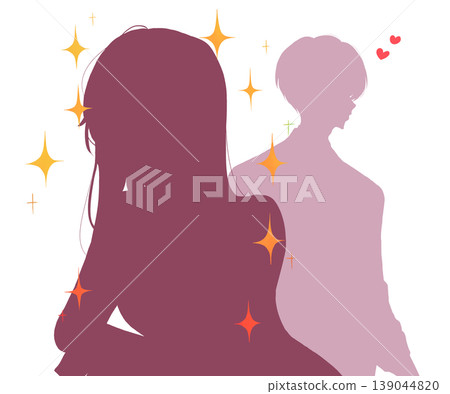 A man in love with a beautiful woman - silhouette A man in love with a beautiful woman - silhouette 139044820