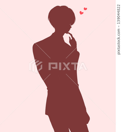 身穿西裝的男人轉身;愛;手托下巴;輪廓。 身穿西裝的男人轉身;愛;手托下巴;輪廓。 139044822