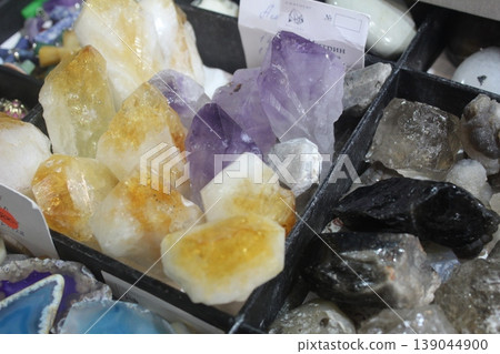 Amethyst Citrine Quartz Close-Up stones Amethyst Citrine Quartz Close-Up stones 139044900