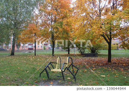 Autumn park with red-yellow trees 139044944